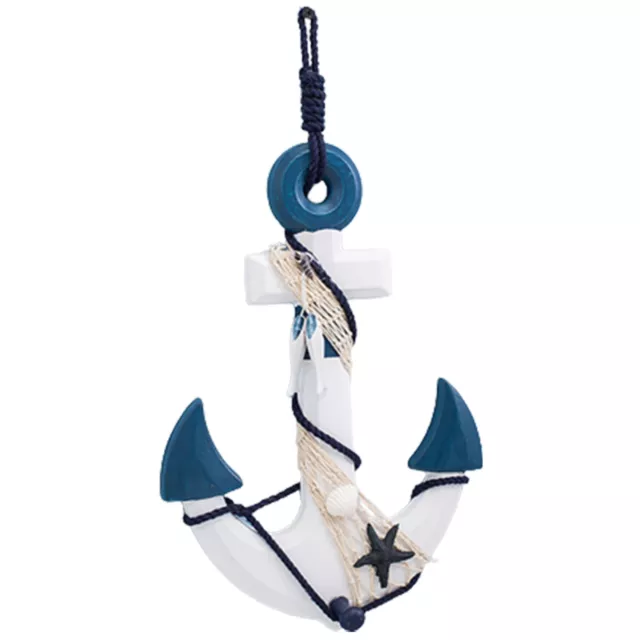 Mediterranean Style Wooden Anchors Wall Decor Ocean Anchor Hanging Ornament 33cm 3