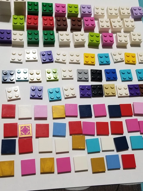 Lego 121 Square Replacement Pieces Parts 2x2 Studs & Smooth Assorted Colors