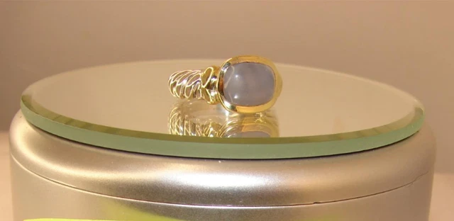 David Yurman Sterling Silver & 14K Gold Chalcedony ring - size 4.5