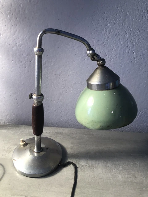 Lampada Ministeriale Da Scrivania Anni 50 Con Metallo Flessibile Funzionante