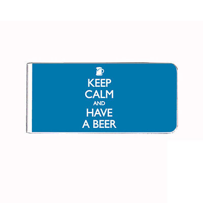 Metal Money Clip Bills Card Holder Rectangle Keep Calm and Have a Beer D 6