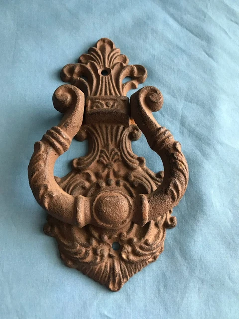 New Antique-Style Reproduction Large Cast Iron Brown Rustic Door Knocker