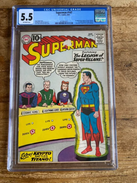 Superman #147 DC Comics 1961 CGC 5.5  1st Appearance of Legion of Super-Villains