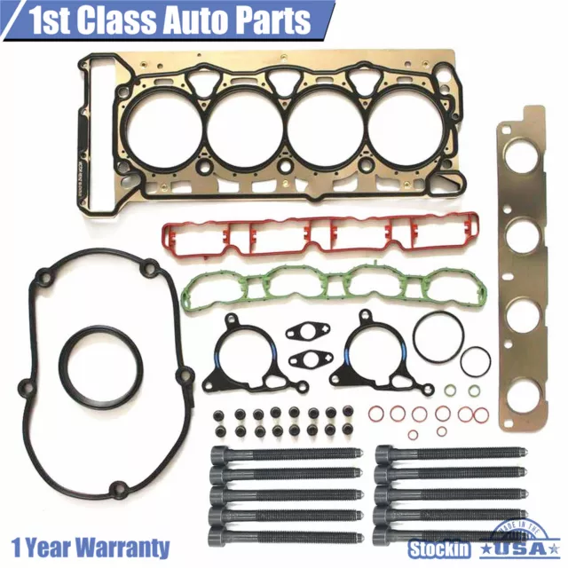 MLS Engine Cylinder Head Gasket Kit w/10 Head Bolts For Audi A3 VW CC GTI 2.0L