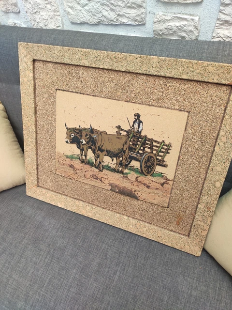Peinture Artisanale Sur Liège "Sardo" - Objet D'art Fait Main En Italie - Occasion Avec Légères Marques D'usure
