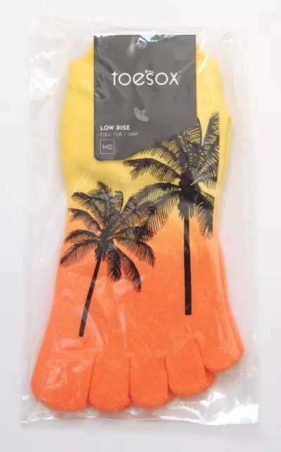 NWT ToeSox Low Rise Full Toe Grip Socks Palm Trees Beach Medium M 8-10 yoga gift