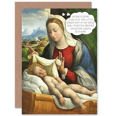 Christmas Xmas Merry Adult Baby Jesus Ginger Fun Present Blank Greeting Card