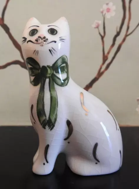 Wemyss Griselda Hill Pottery Green Bow  Cat