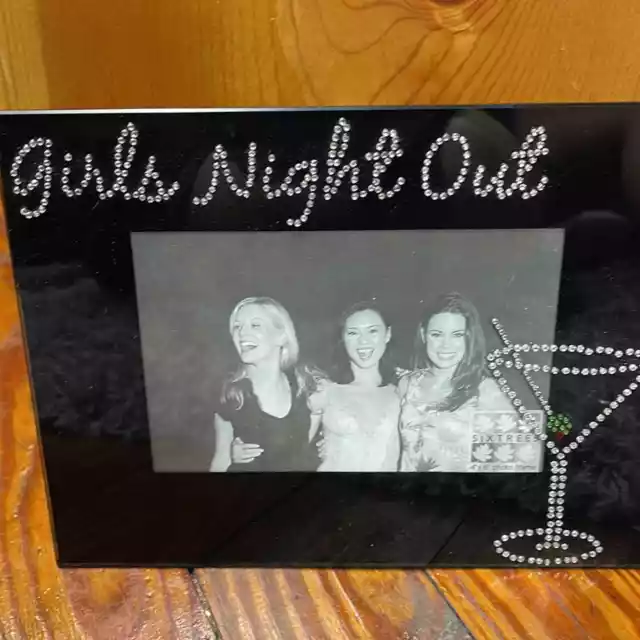 NEW Girls Night Out Glass Black 4x6 Martini Glass Picture Photo Frame Sequins 2