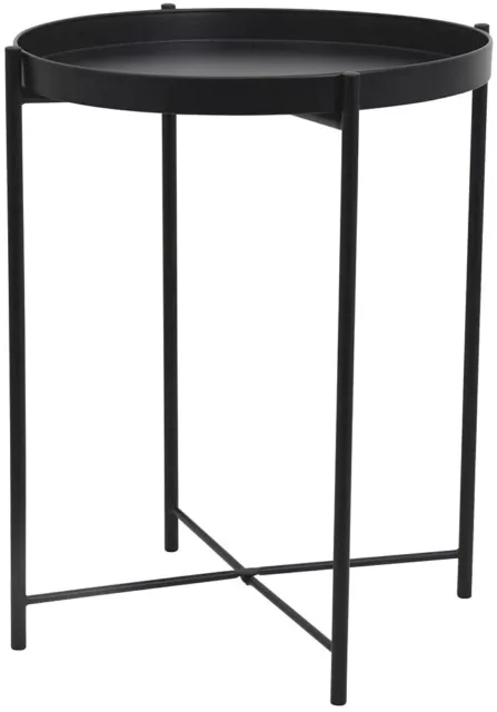 Mesa Auxiliar Redonda Metal Negro Versátil Jardín Salón Mesita EstiloIndustrial