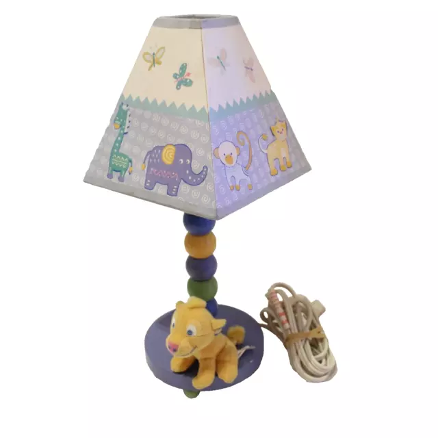 The Lion King Simba Nursery Baby Lamp Vtg 90s Disney Shade Elephant Monkey