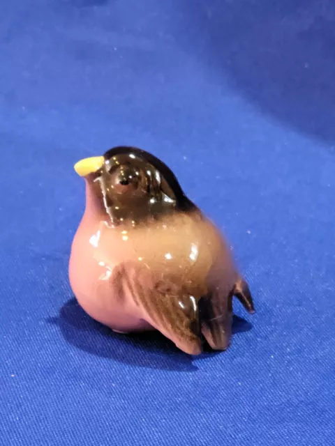 Vintage HAGEN RENAKER Miniature ROBIN Bird Figurine Pink Black Large