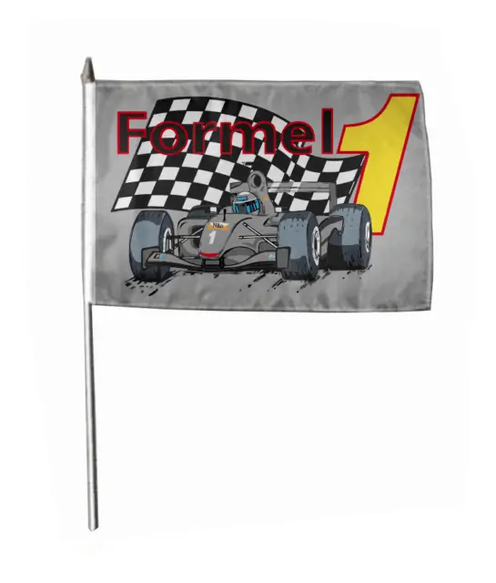 Stockflagge Formel 1 grau Fahne Flagge 30 x 45 cm