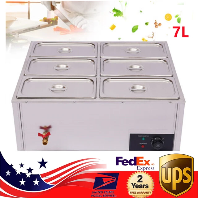 110V 6 Pan Food Warmer Bain Marie Steam Table Steamer Restaurant Equipment
