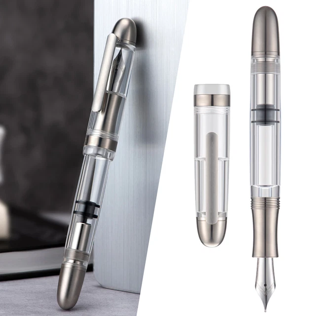 New Asvine P36 Piston Fountain Pen Bock/Asvine Nib Titanium&Acrylic Writing GiWU