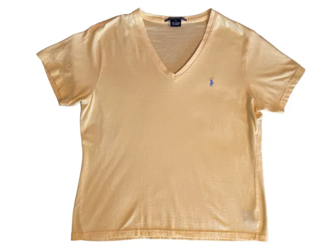 Ralph Lauren Sport Short Sleeve V Neck Pony Logo Cotton T Shirt Womens Size XL
