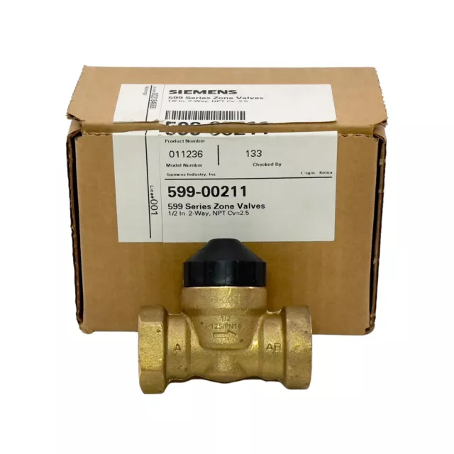 SIEMENS 599 Series Zone Valve 599-00211 1/2" NPT 2 Way Cv=2.5