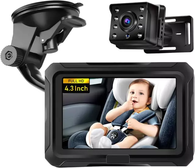 "360° Rotating Baby Car Camera & Mirror - HD 1080P, Night Vision, Easy Install"