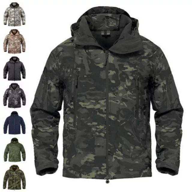 Military Lurker Shark Skin Soft Shell Mens Tactical Jacket Hooded Waterproof