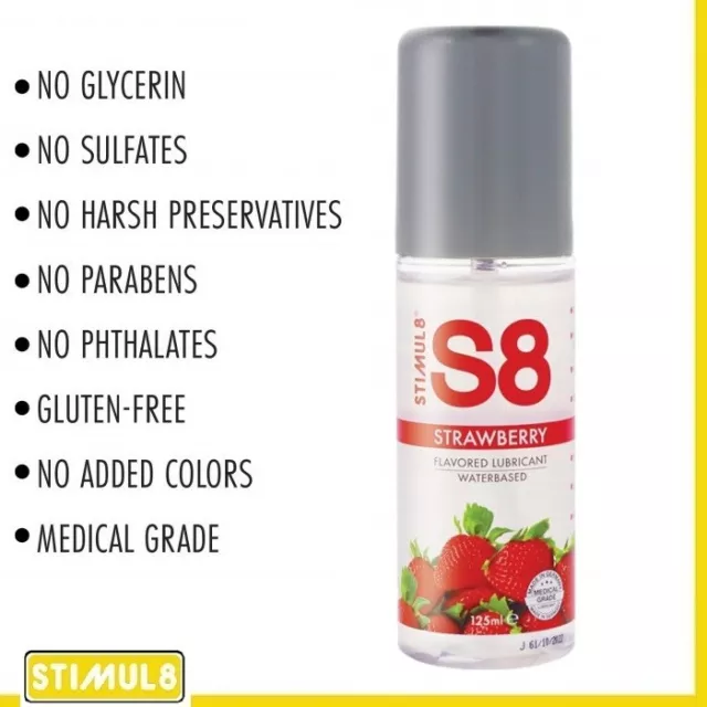 Sexyshop Edible Intimate Lubricant S8 Flavored Lube 125 ml Strawberry Ass Vagina