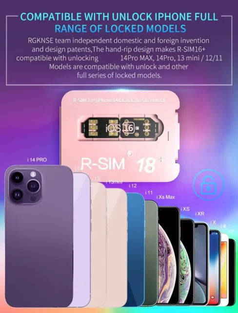 R-SIM18+ 2023 RSIM Nano Unlock iOS16 Karte für iPhone 14 13 12 11 Pro Max MINI