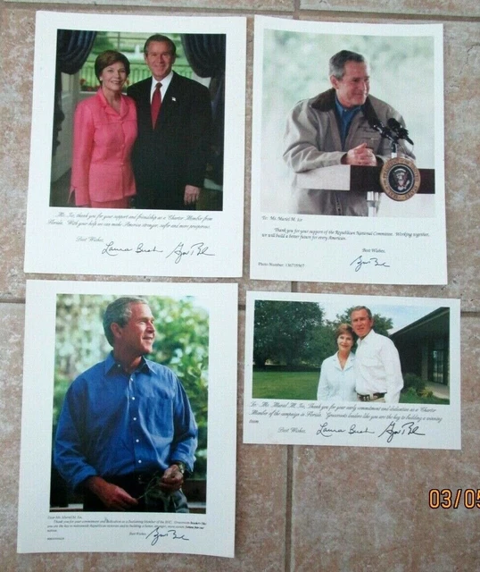 4 -George W Bush & Laura Bush Facsimile Autopen Signed 8" x 10" Photos -B4-G