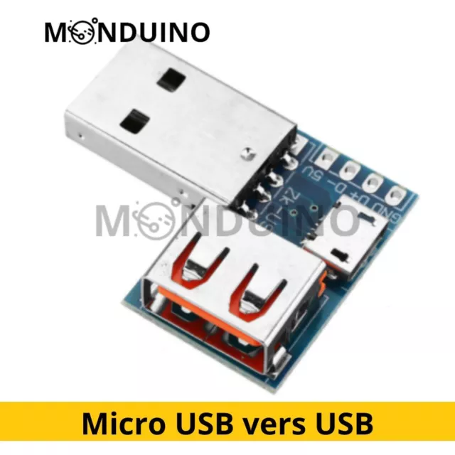 Adaptateur Micro USB vers USB Connecteur Femelle, Mâle vers Embase Femelle 4P