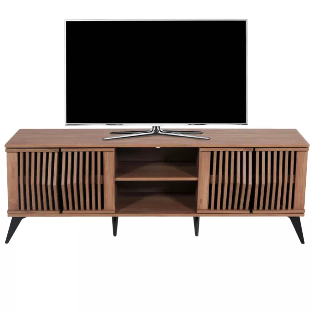 Porta TV lowboard mobile salotto HWC-M45 55x166x41cm legno effetto 3D marrone