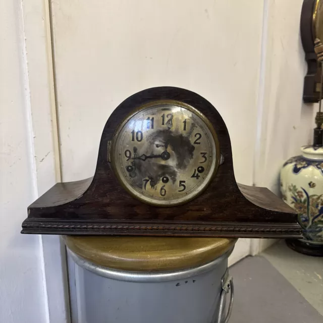 Antique Napoleon Hat Oak 1930’s Mantle Clock - Westminster