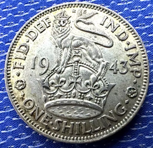 1943 UK 1 Shilling Coin  500 Silver   Great Britain        #G181