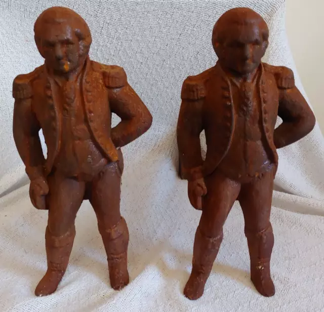 Virginia Metalcrafters George Washington Cast Iron Andirons Fireplace Firedogs