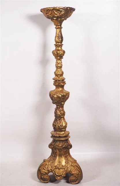 Rarità Vecchio Grande Altare Portacandela 68cm Decorazione Dorata Prunkleuchter