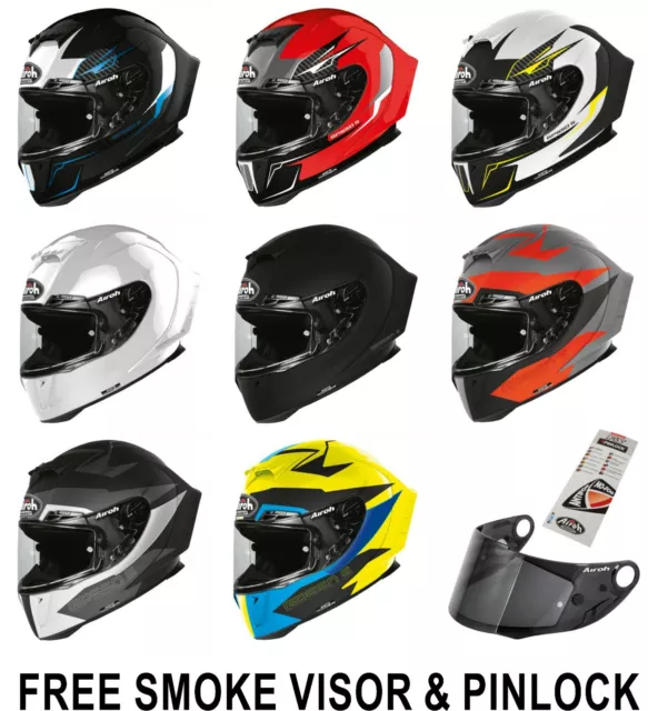 AIROH GP550S Handmade HPC 2021 Light Motorbike Sports Helmet FREE Smoke Visor