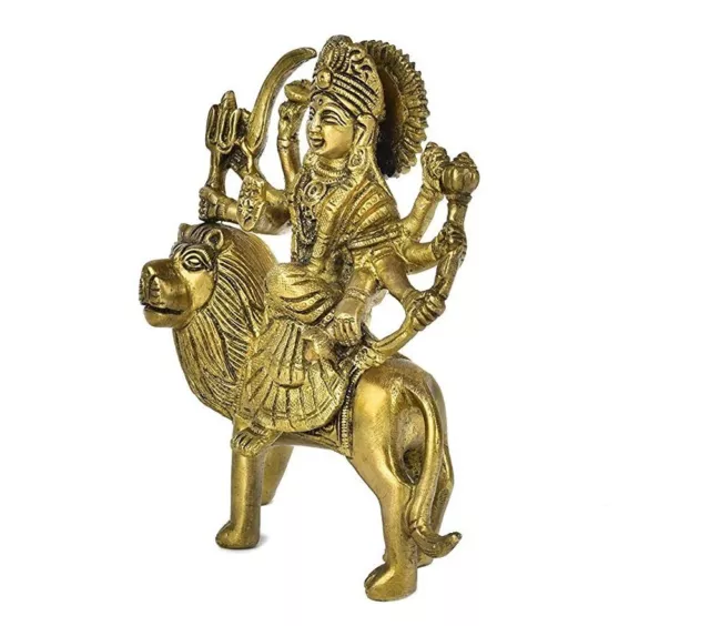 Brass Maa Durga On Lion Rare Showpiece Statue For Home Office Temple Decor 2