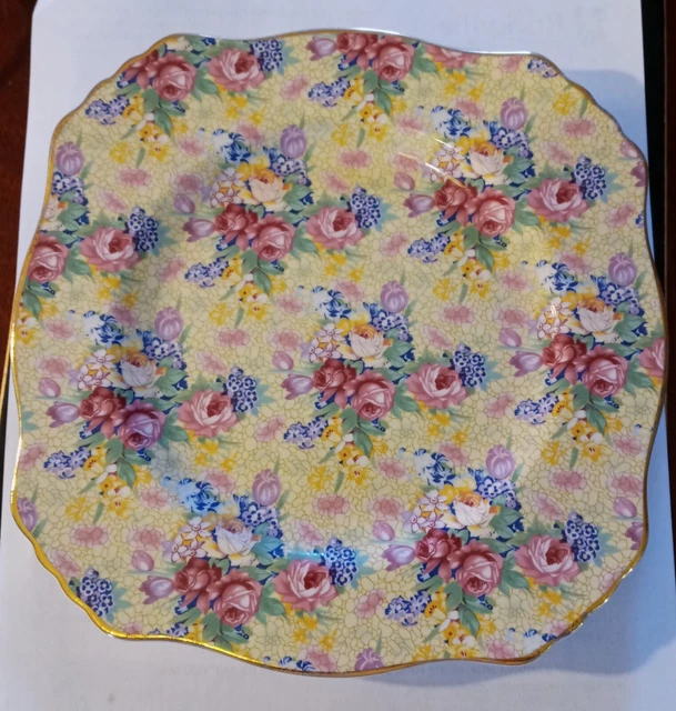 Royal Winton England Grimwades Welbeck Chintz 8" Square Salad Plate 1995