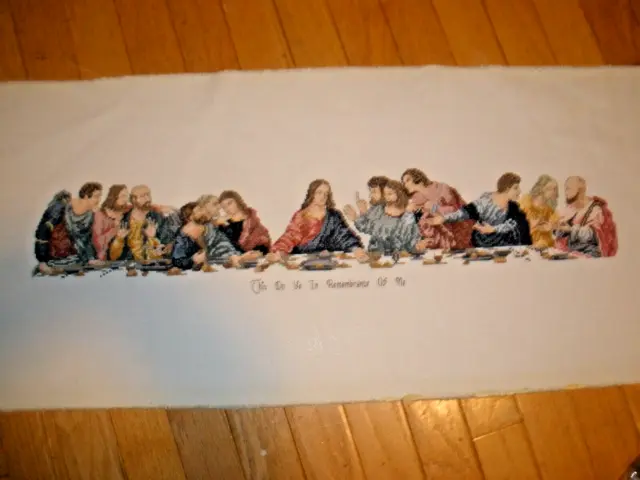 Punto de cruz The Last Supper 1998 vintage completado sin marco
