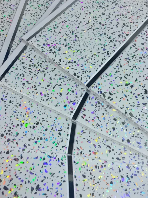 White Sparkle Chrome 8mm Bathroom Cladding Shower Wet Wall Panels PVC Ceiling