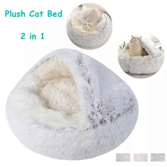 Donut Plush Pet Cave Bed Fluffy Calming Bed Kennel for Cat Small Dog Washable