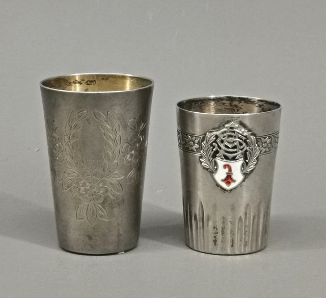 9130049 2 Bicchiere 800er Argento Coppa D' Argento Antico