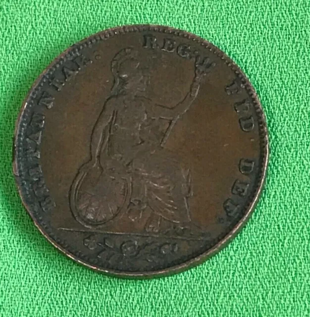 Simply Pièces ~1853 Victoria Farthing Cuivre 4.72g 22 MM Km#725 , Sp #3950