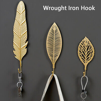 Nordic Style Wrought Iron Hook Leaf Shape Wall Hanger Bathroom OrganizerYUTA