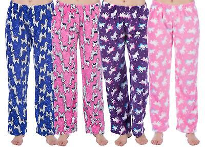 Pyjama Bottoms Fleece Girls Soft Warm Lounge Pants Unicorn Llama PJs