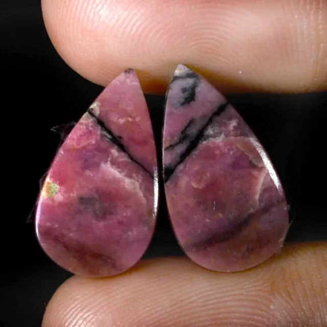 13.05 Cts 100% Natural High Class Rhodonite Pair Matched Cabochon Gemstone OD42