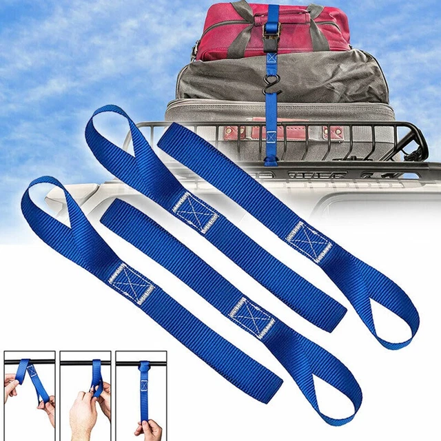 4PC Soft Loop Cargo Strap Motorcycle Tie Downs Luggage Bandage For Car Motorbike
