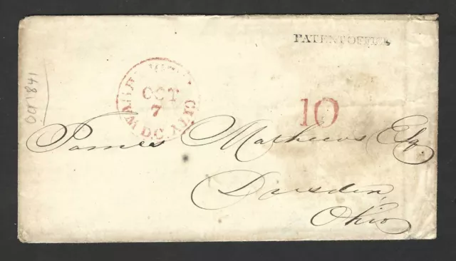 US 1840 Offizielle US Lack Büro Imprint IN Schwarz Und 10 Cents Washington D.C