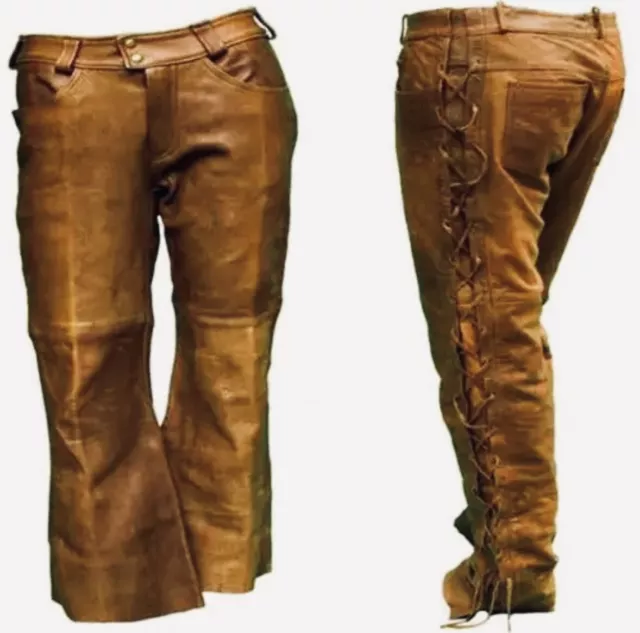 Men Native Style Pant Men Western Pant Men Leather Pant Men Cowboy Leather Pant