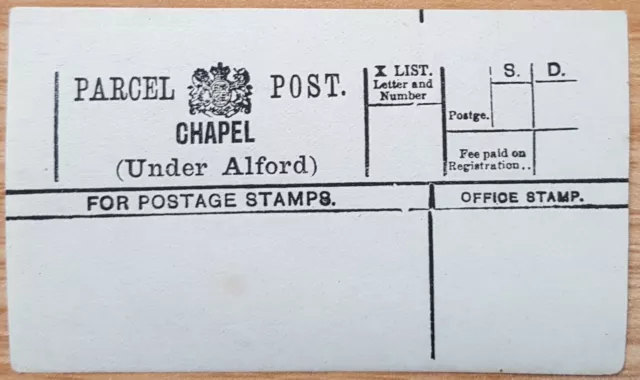 GB CHAPEL (Under Alford) Parcel Post label c1910 Lincolnshire postal history