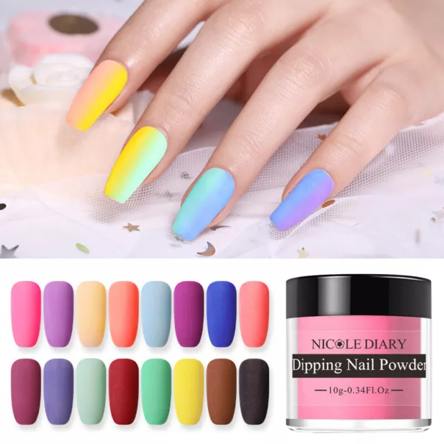 Polvo de inmersión en uñas mate brillo desnudo polvo manicura francesa hágalo usted mismo Nat ◑