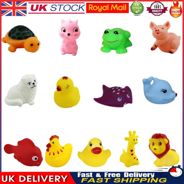 13pcs Animals Pinching Toys Mini Floating Bath Toys Soft Rubber for Baby Playing