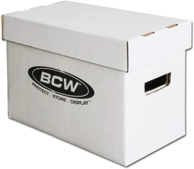 BCW Short Comic Book Storage Box Holds 150-175 Stackable Cardboard w/Handles
